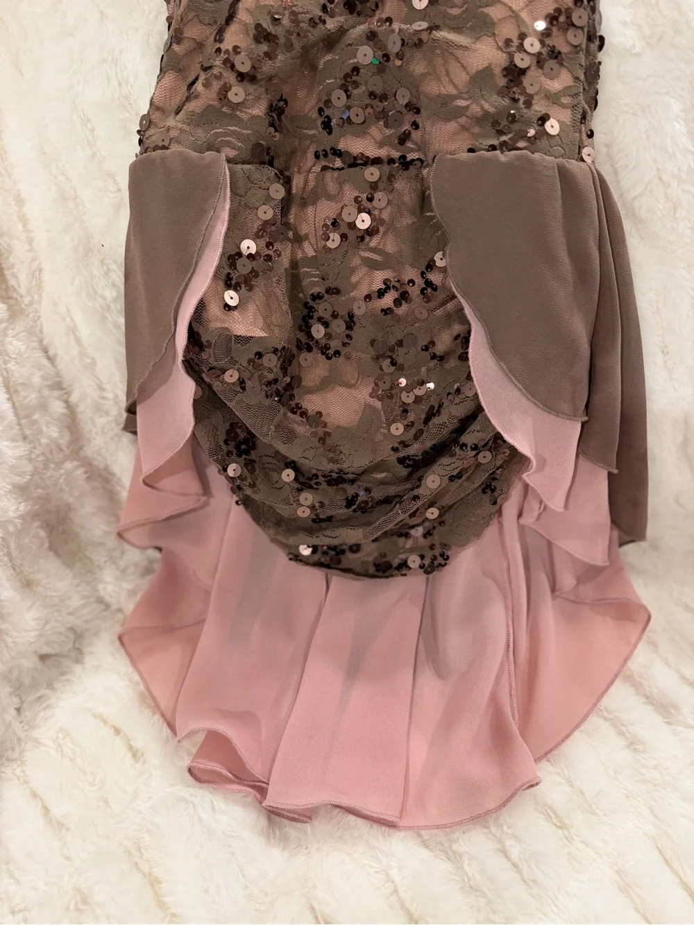 Weissman “Fake Plastic Trees” Halter Dance Dress in Mauve and Blush